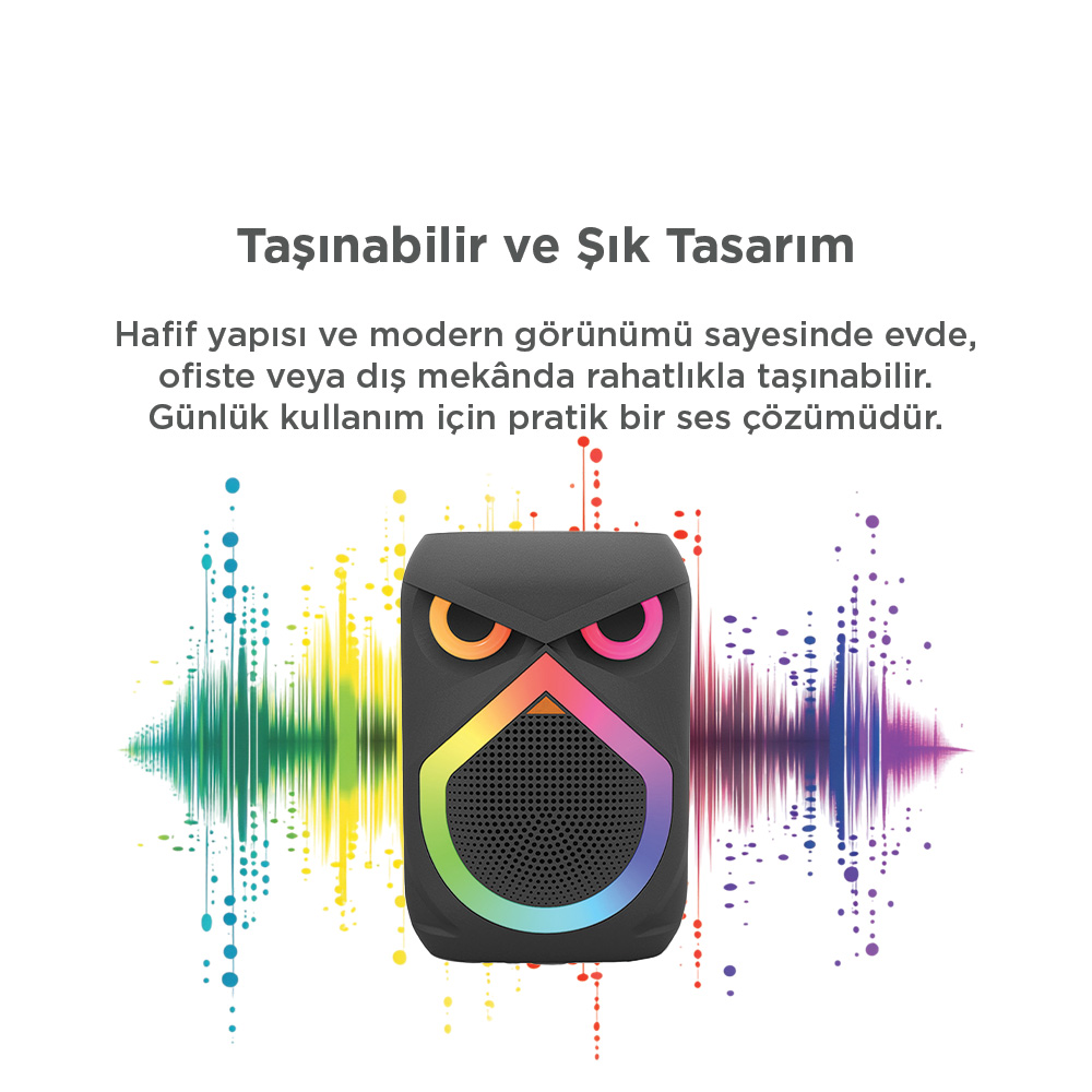 TORIMA D80 Kablosuz Taşınabilir 12W RGB Işıklı Mikrofonlu