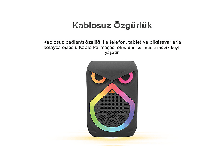 TORIMA D80 Kablosuz Taşınabilir 12W RGB Işıklı Mikrofonlu
