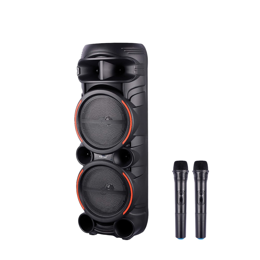 TORIMA KTS-2058 Çift Mikrofonlu RGB Ledli Taşınabilir Parti Speaker Bluetooth Hoparlör Siyah
