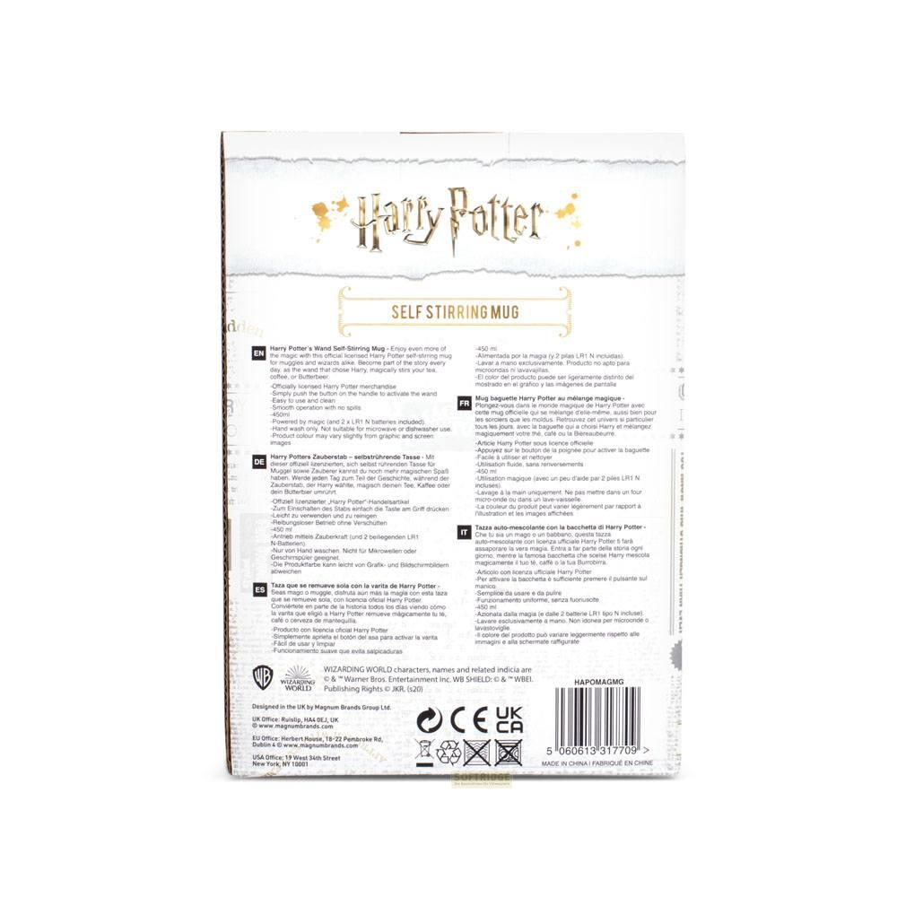 Tasse Harry Potter auto-mélangeuse. Appuyez sur le bouton pour activer la baguette.