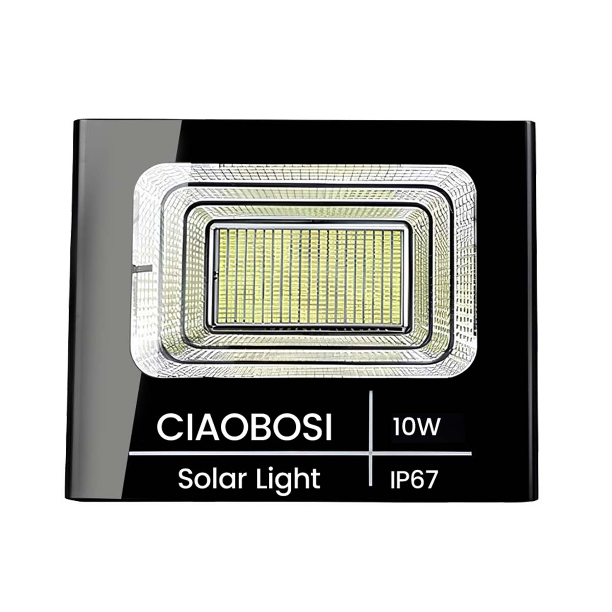 Luz solar negra con logo CIAOBOSI, 10W, IP67.