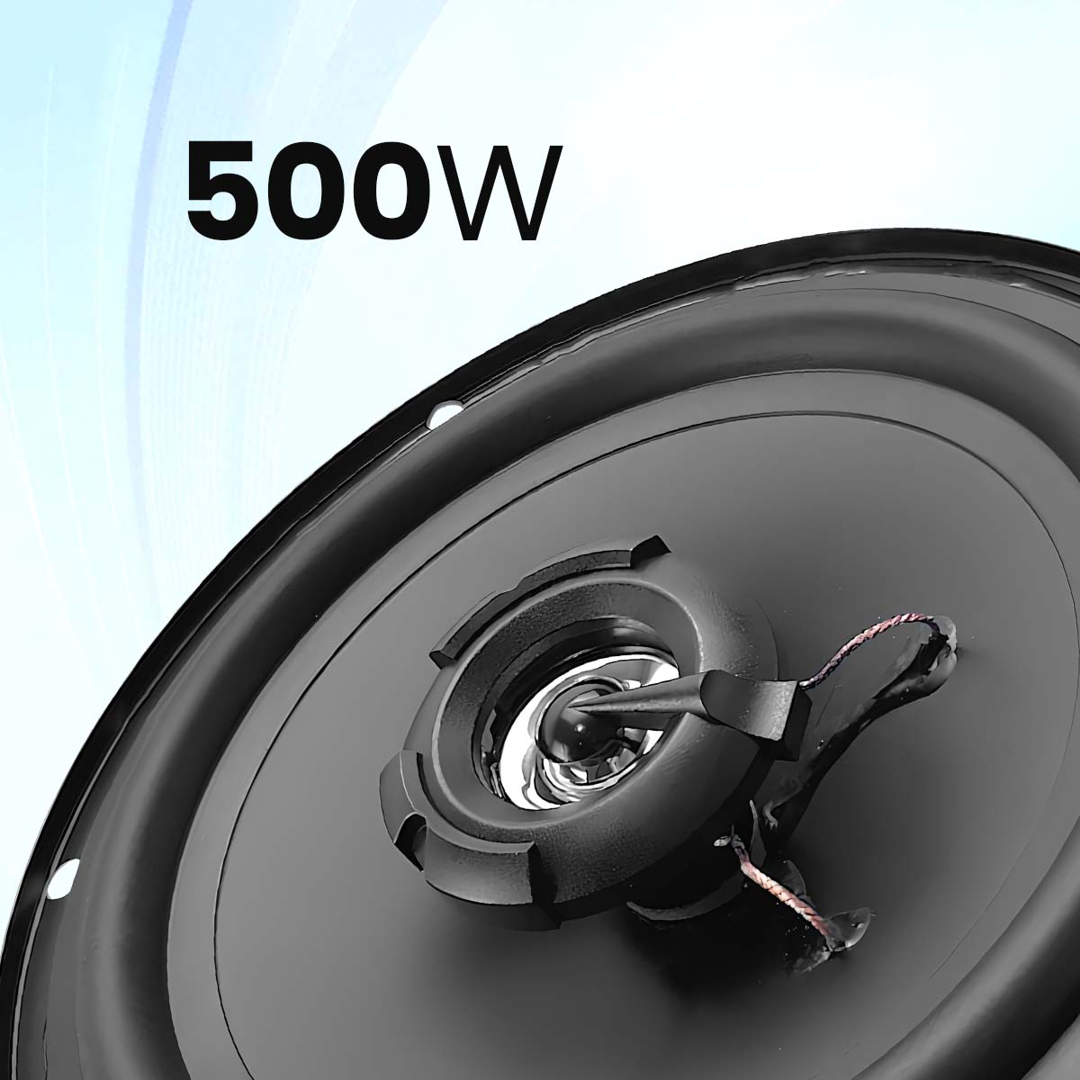 Gros plan d'un haut-parleur noir avec le texte 500W.