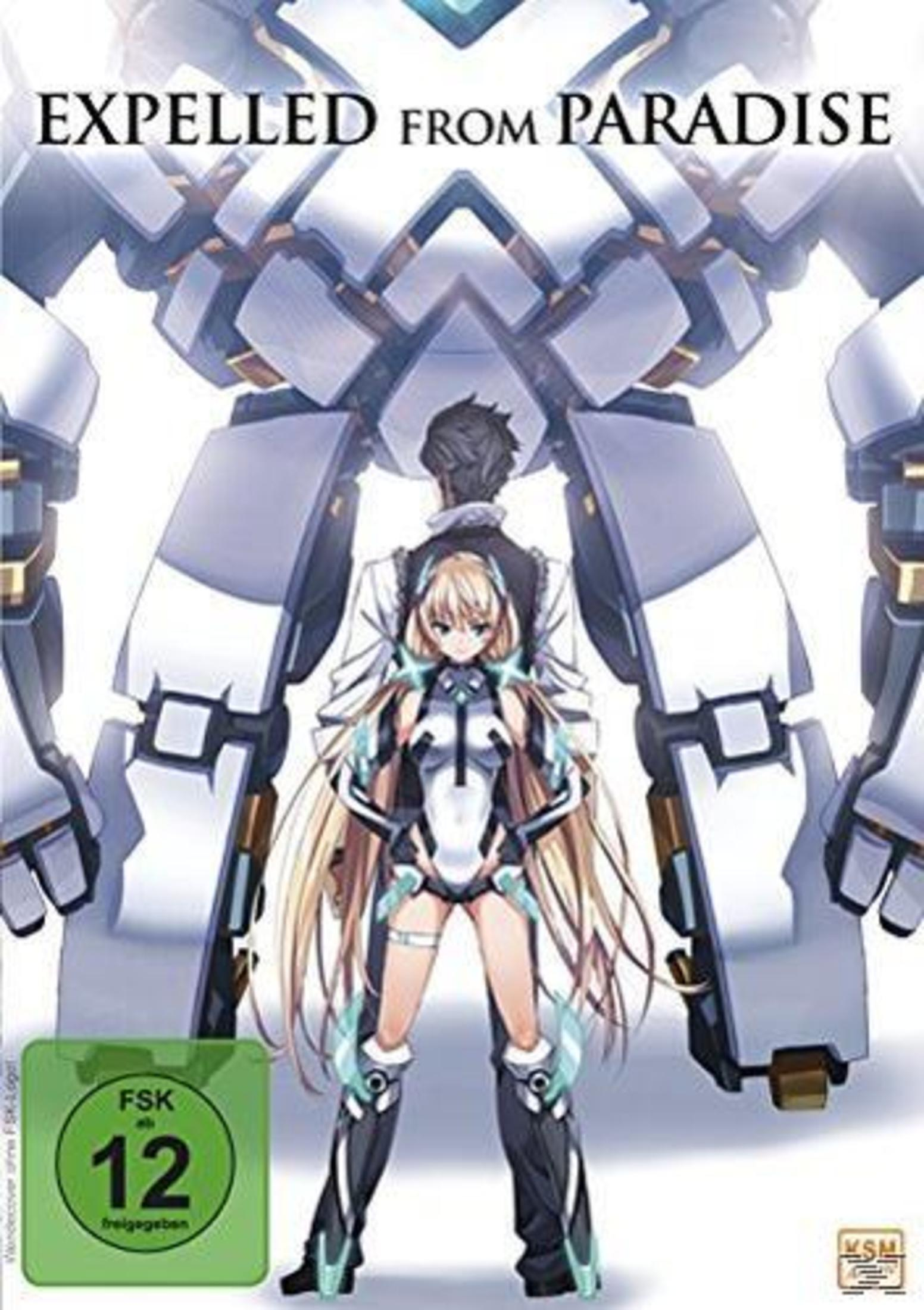 Art d'anime : femme en costume de science-fiction aux cheveux blonds, homme derrière.