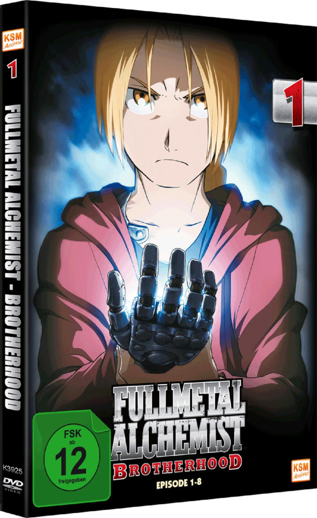 Edward Elric con mano meccanica luminosa sulla copertina di Fullmetal Alchemist.