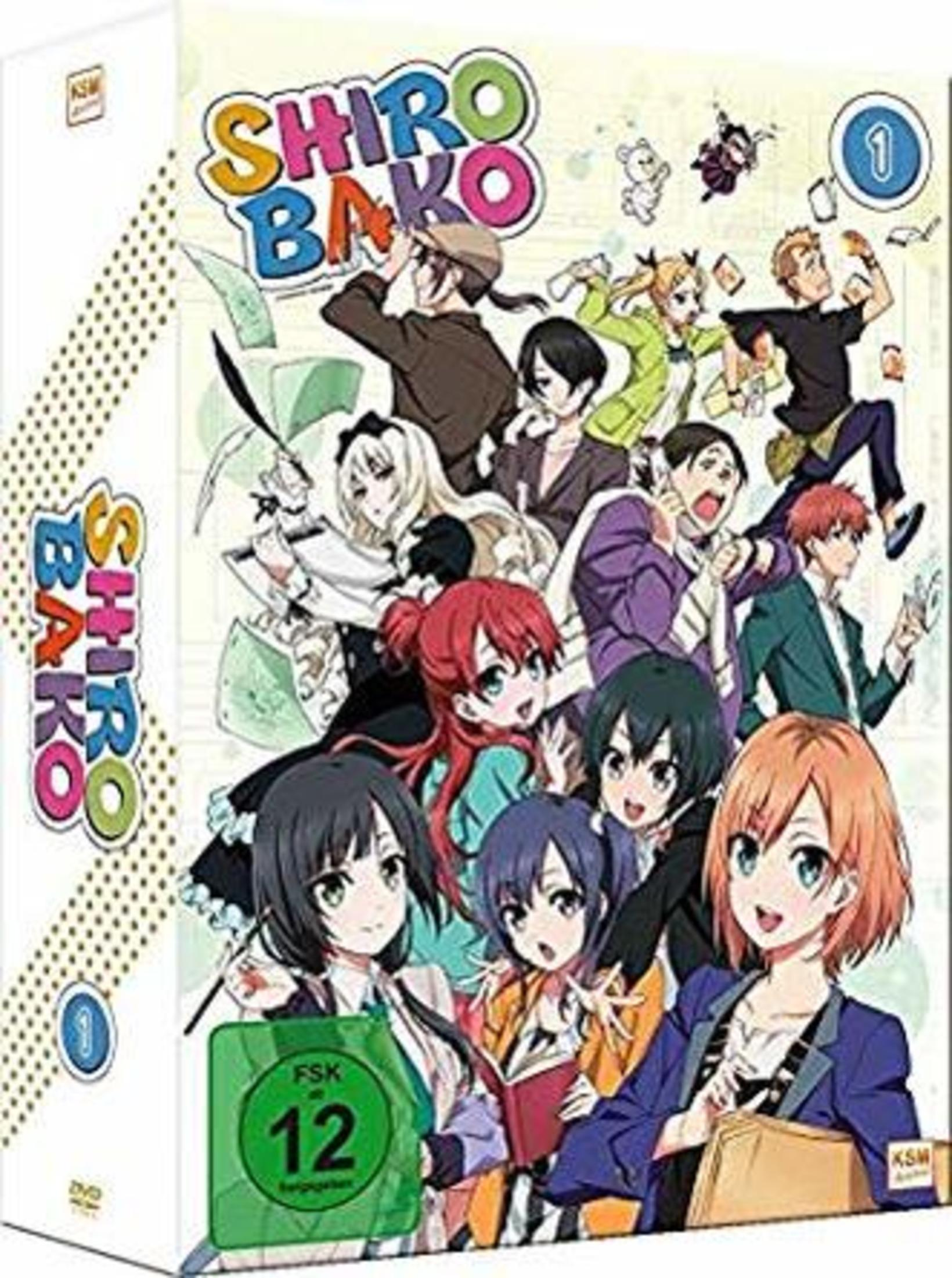 Box DVD anime con molti personaggi e logo "SHIROBAKO". Sigillo FSK 12.