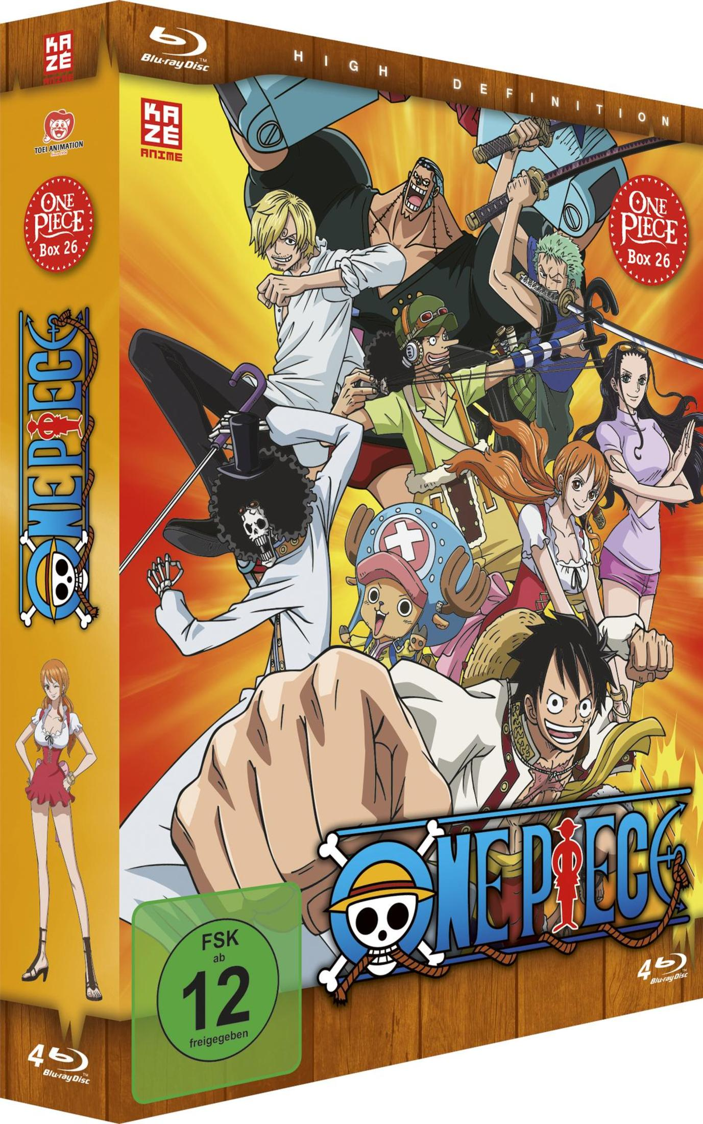 Custodia Blu-ray One Piece Box 26 con personaggi anime, valutazione FSK 12.
