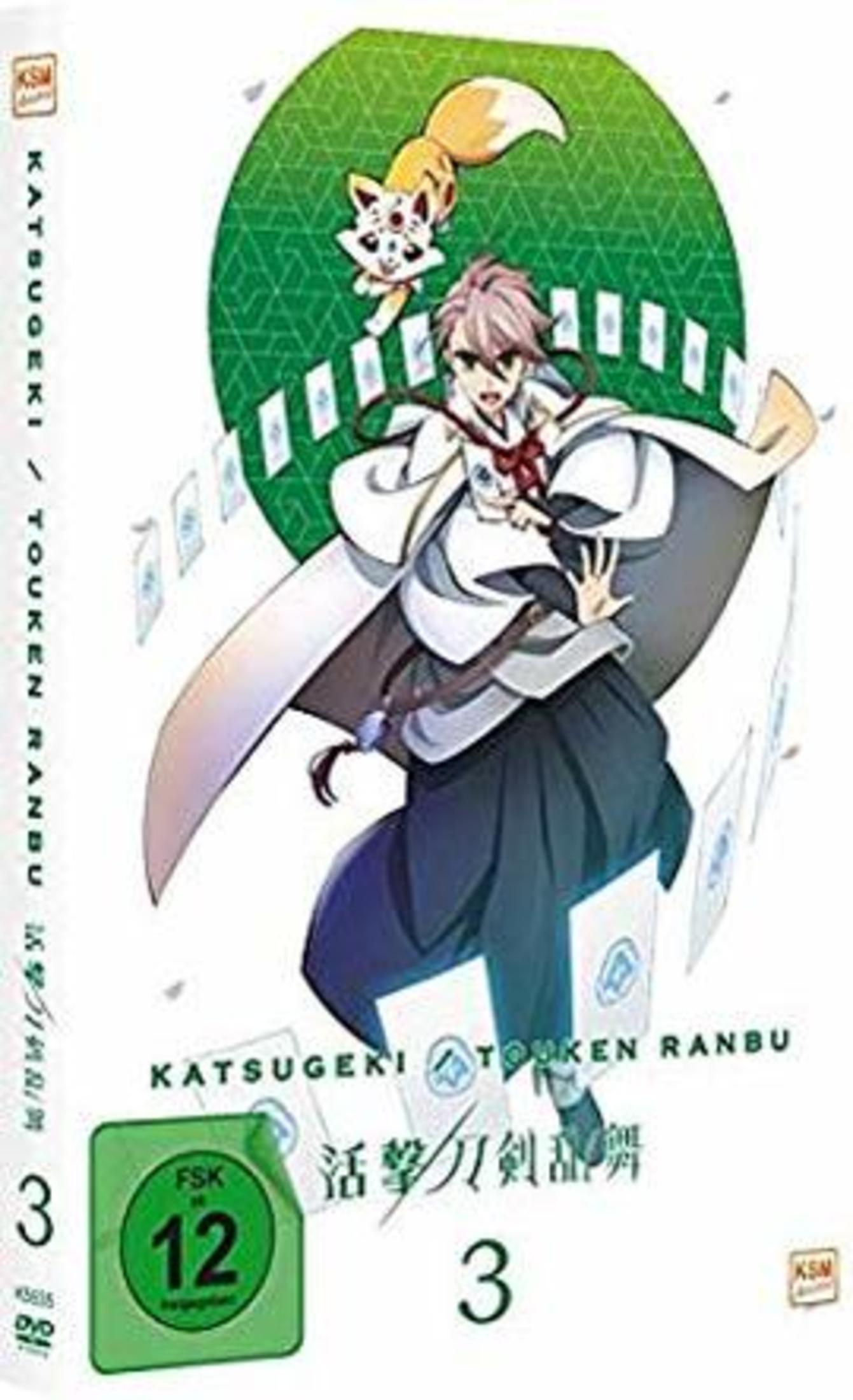 Copertina anime con personaggio maschile, spirito volpe e carte fluttuanti. FSK 12.