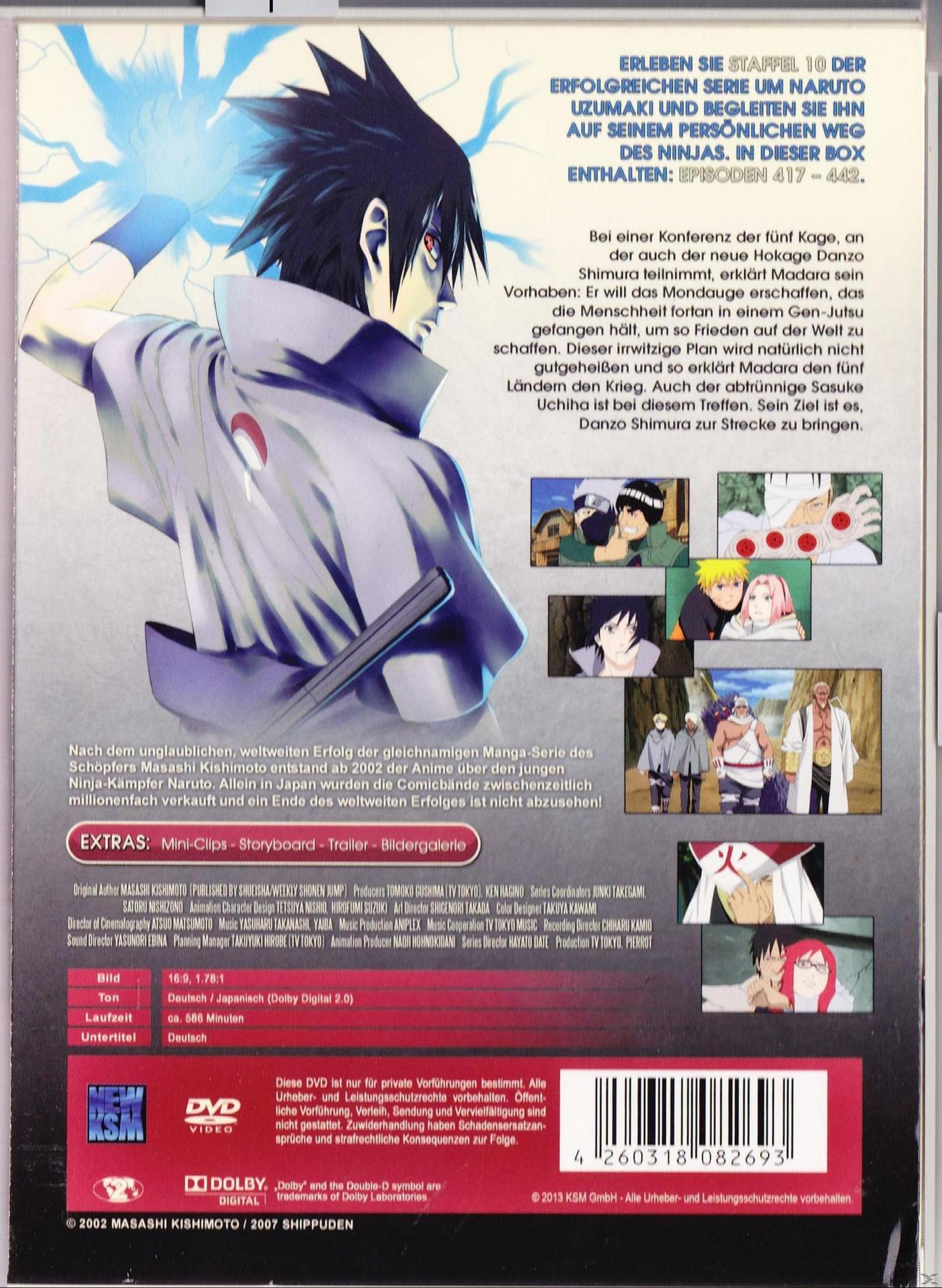 Sasuke in stile anime, che tiene energia blu. Piccole immagini mostrano personaggi.