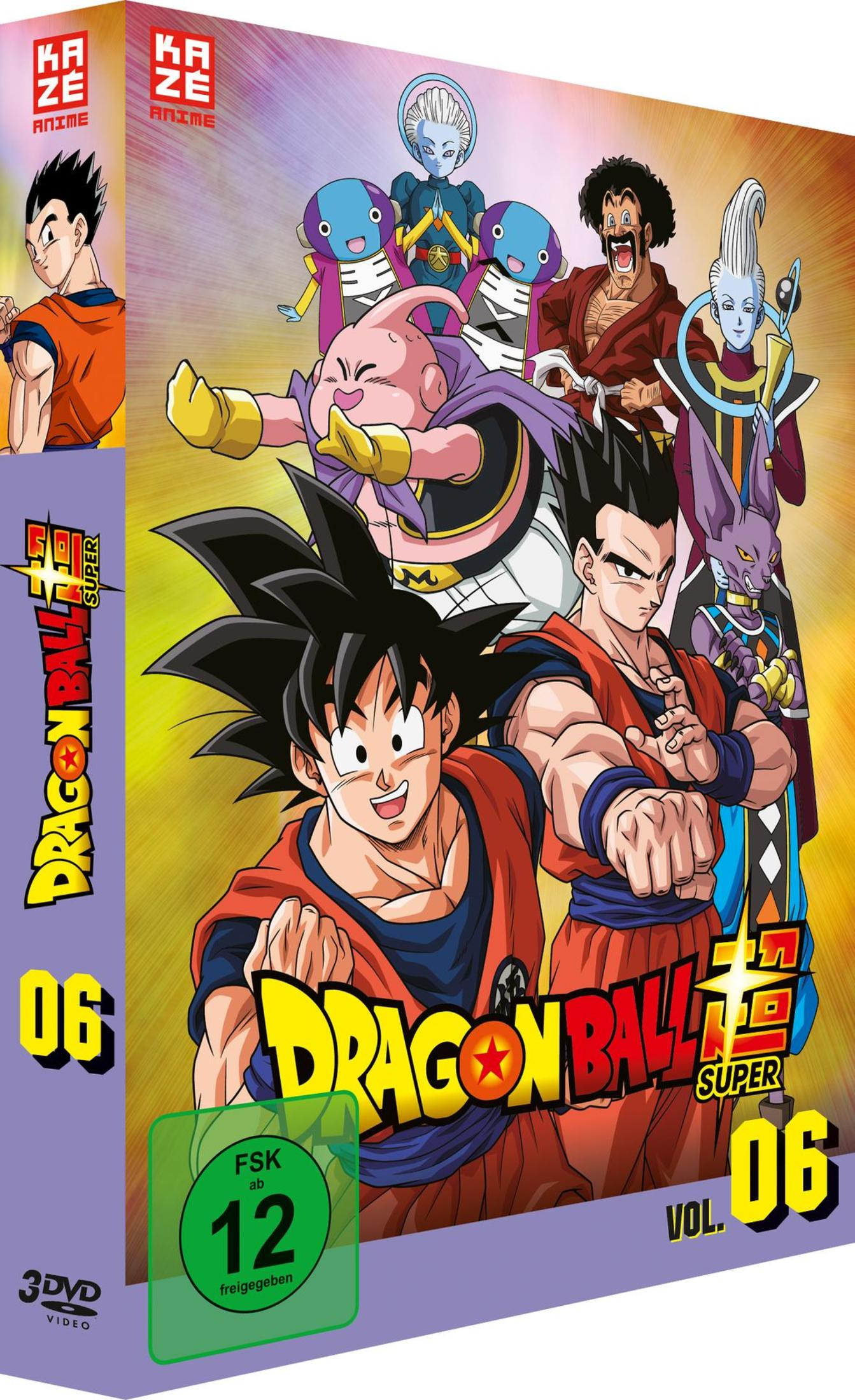 Couverture DVD Dragon Ball Super Vol. 06 avec Goku, Gohan, Buu, Whis, Beerus et autres.