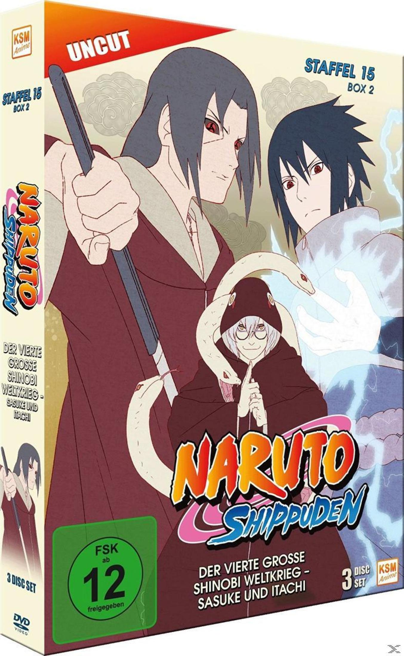 Copertina DVD: Personaggi anime con serpenti, Naruto Shippuden Stagione 15, Box 2.