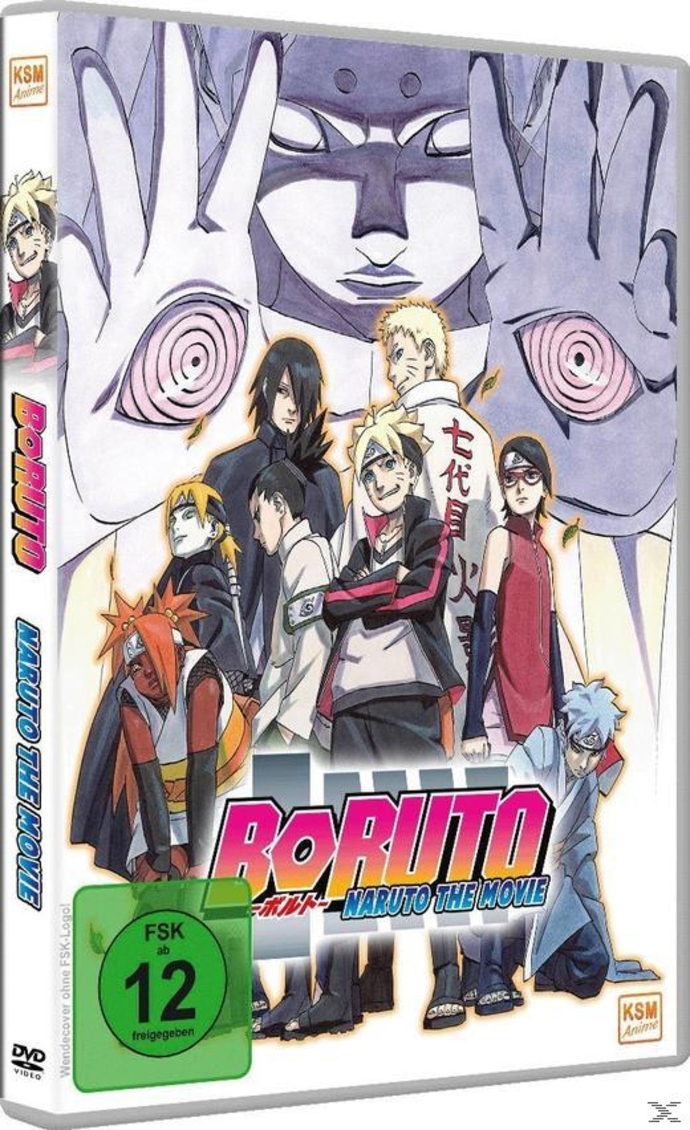 La copertina mostra personaggi di Boruto: Naruto the Movie con logo KSM Anime e rating FSK 12.
