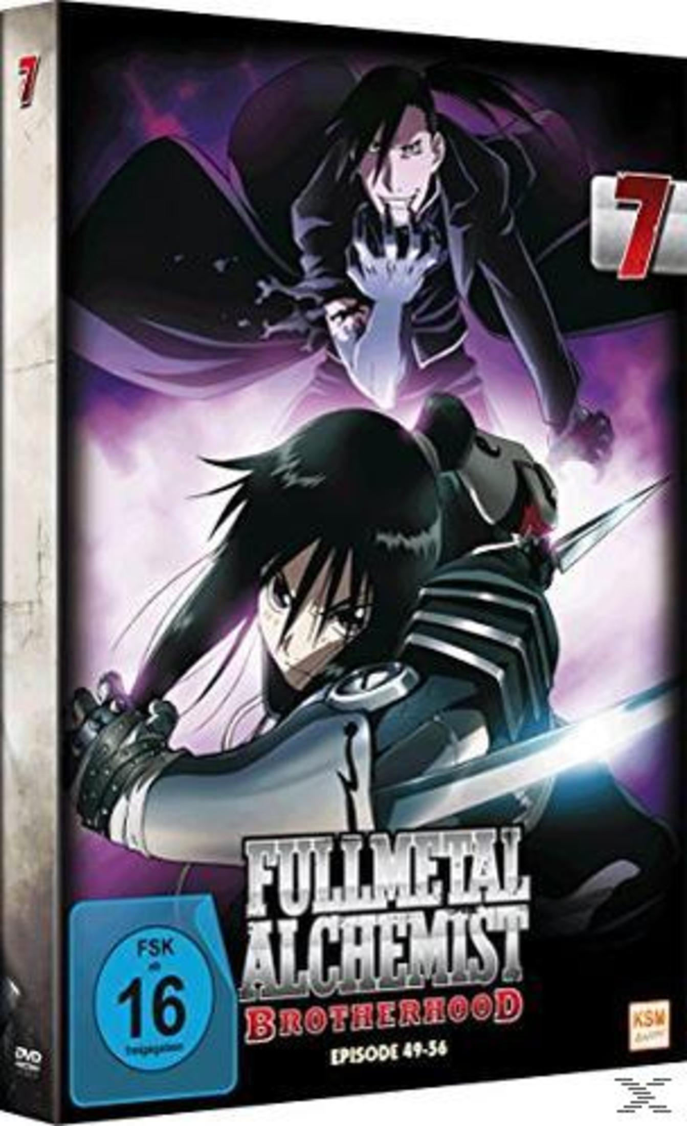 Copertina DVD Fullmetal Alchemist Brotherhood con due personaggi anime e un "7".