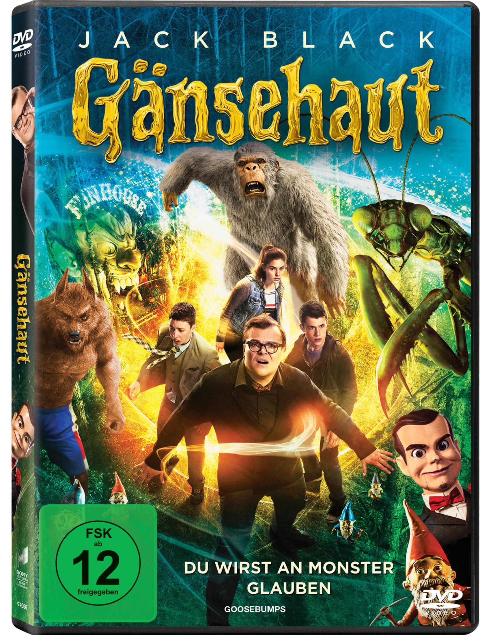 Copertina DVD con Jack Black, mostri e bambini in una foresta spettrale.