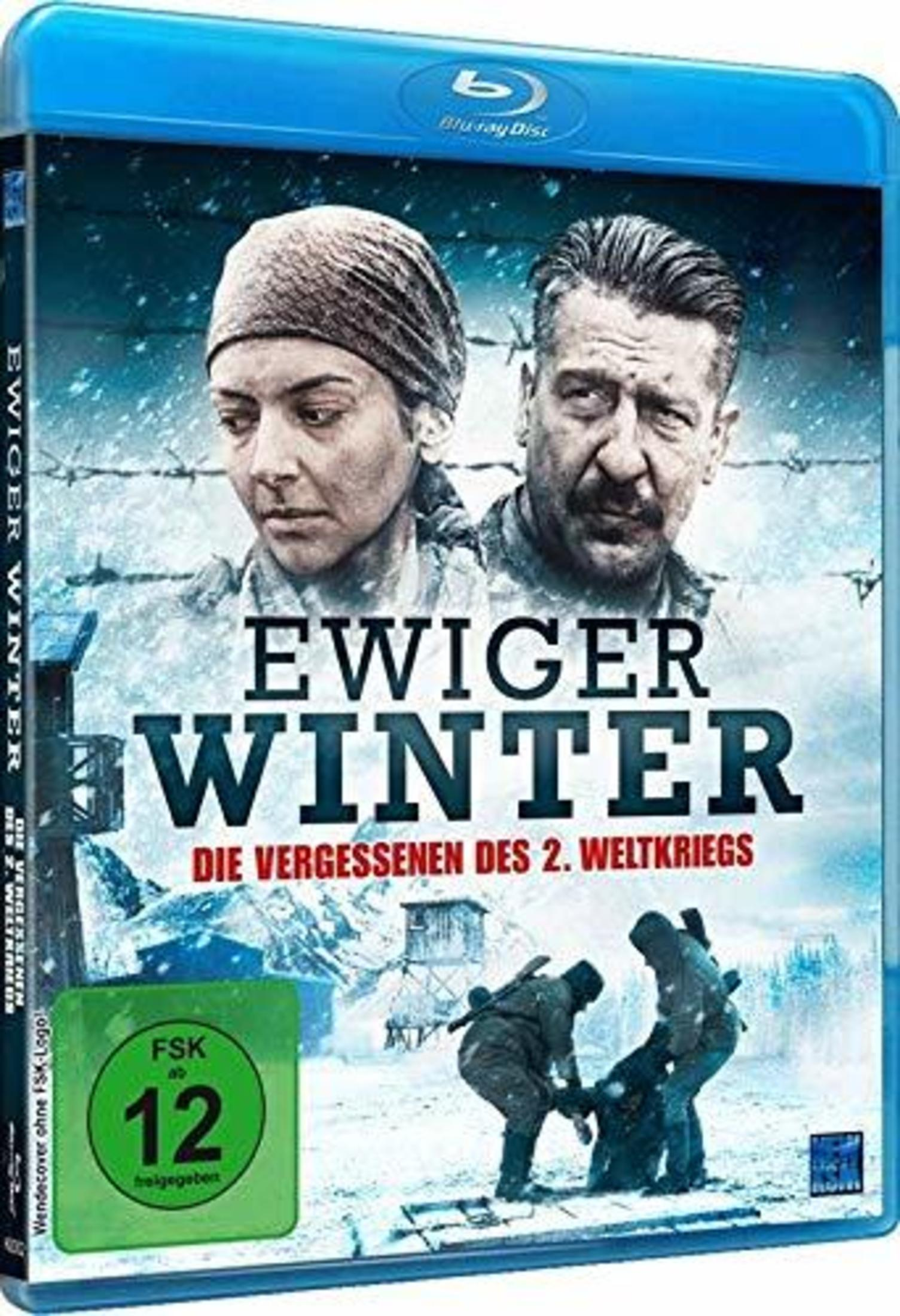 Copertina Blu-ray: Due volti solenni, titolo EWIGER WINTER, soldati nella neve.