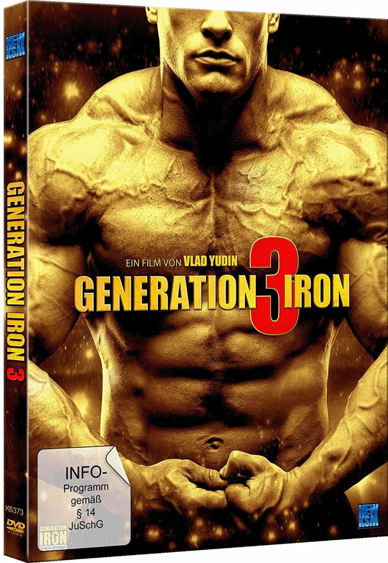 Primo piano del torso di un bodybuilder muscoloso sulla copertina del DVD Generation Iron 3.