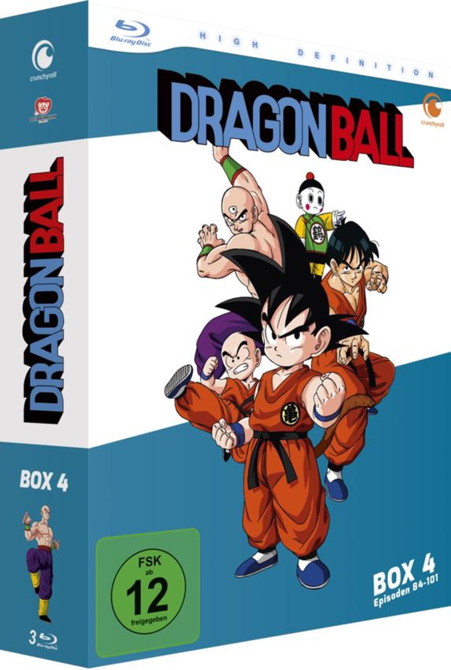 Copertina Blu-ray di Dragon Ball Z Box 4 con i personaggi Goku, Tien, Chiaotzu e Krillin.
