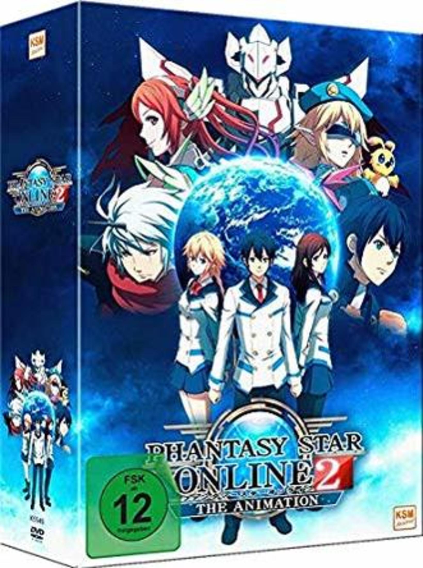 Copertina anime Phantasy Star Online 2 The Animation con personaggi, globo e rating FSK 12.