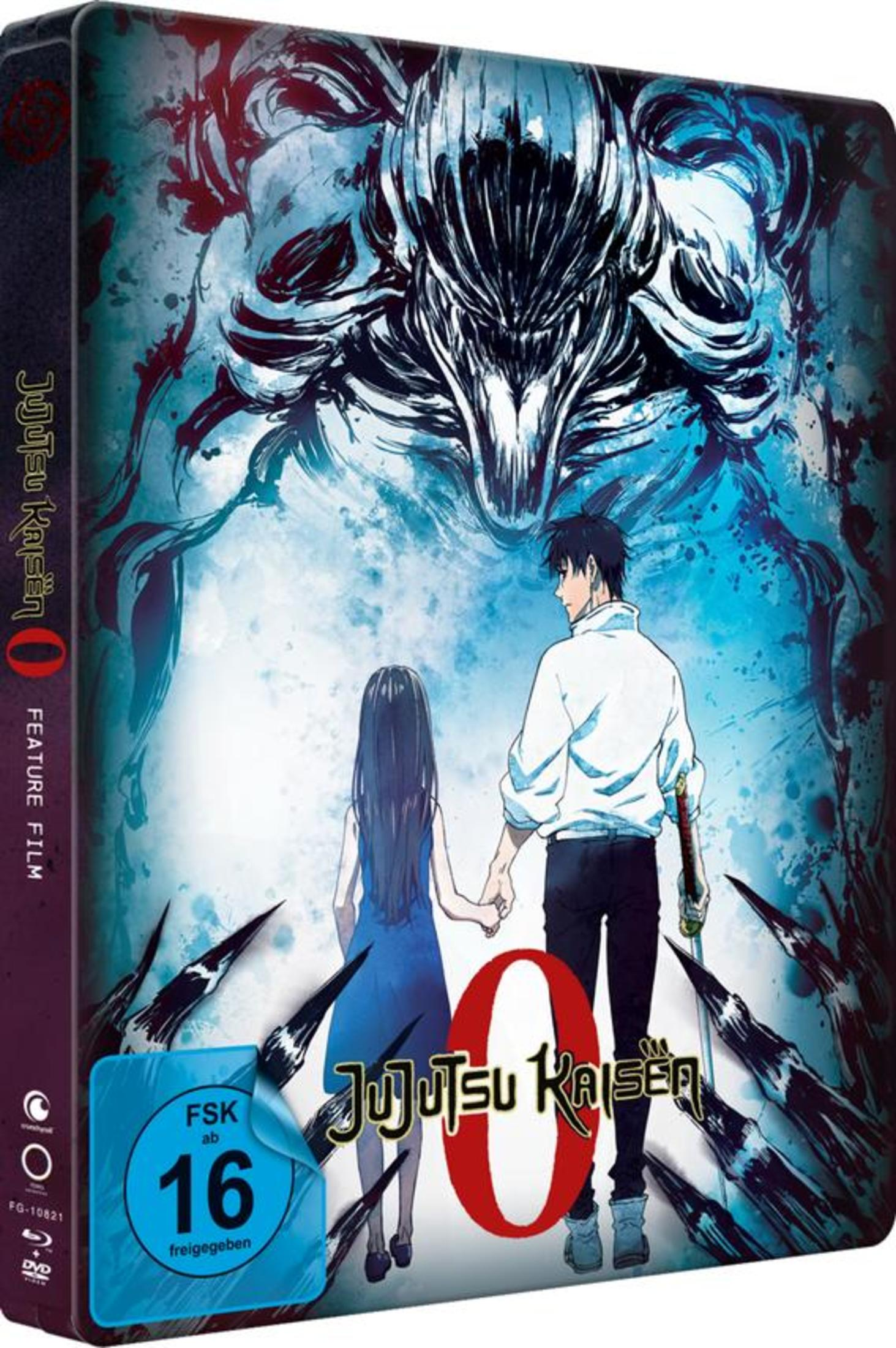 Anime-Filmcover: Mann und Frau halten Hände vor Monster.