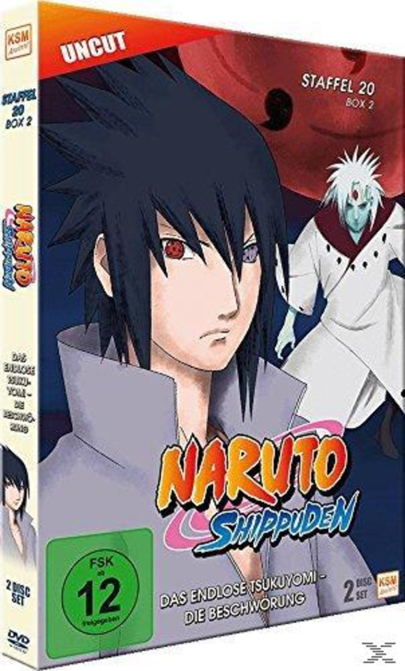 Copertina DVD Naruto Shippuden Stagione 20, Box 2, uncut, con personaggi e bollino FSK 12.