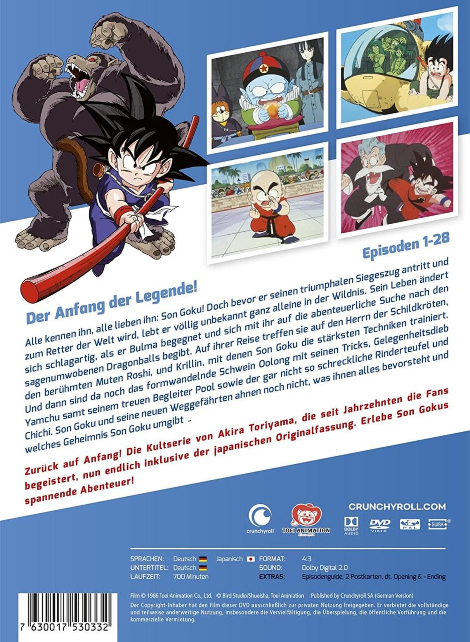 Son Goku und ein Gorilla auf dem Cover eines DVDs mit Episoden 1-28.
