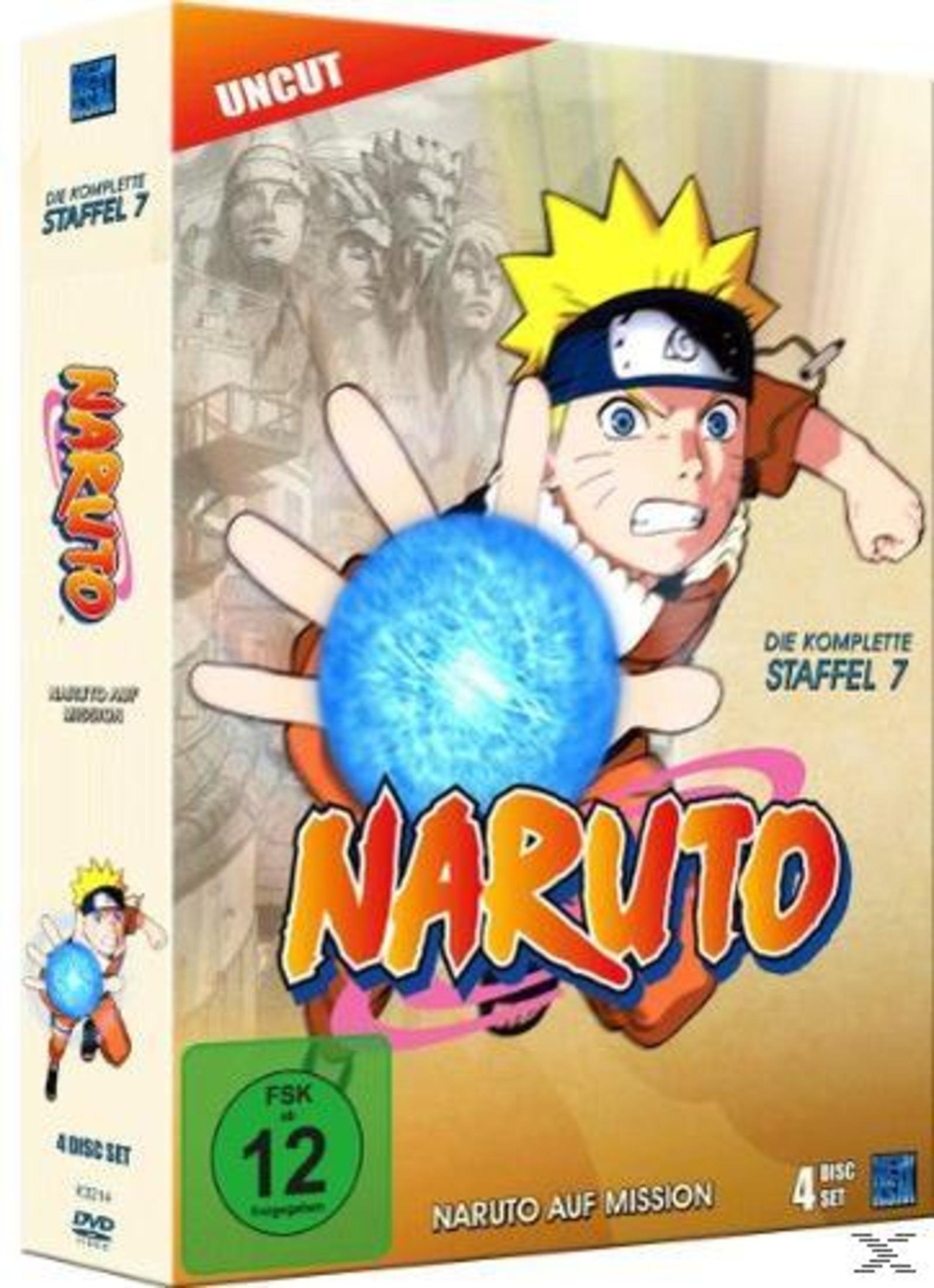 Box DVD Naruto Stagione 7 con Naruto che tiene una sfera blu. Testo 'UNCUT' in alto.
