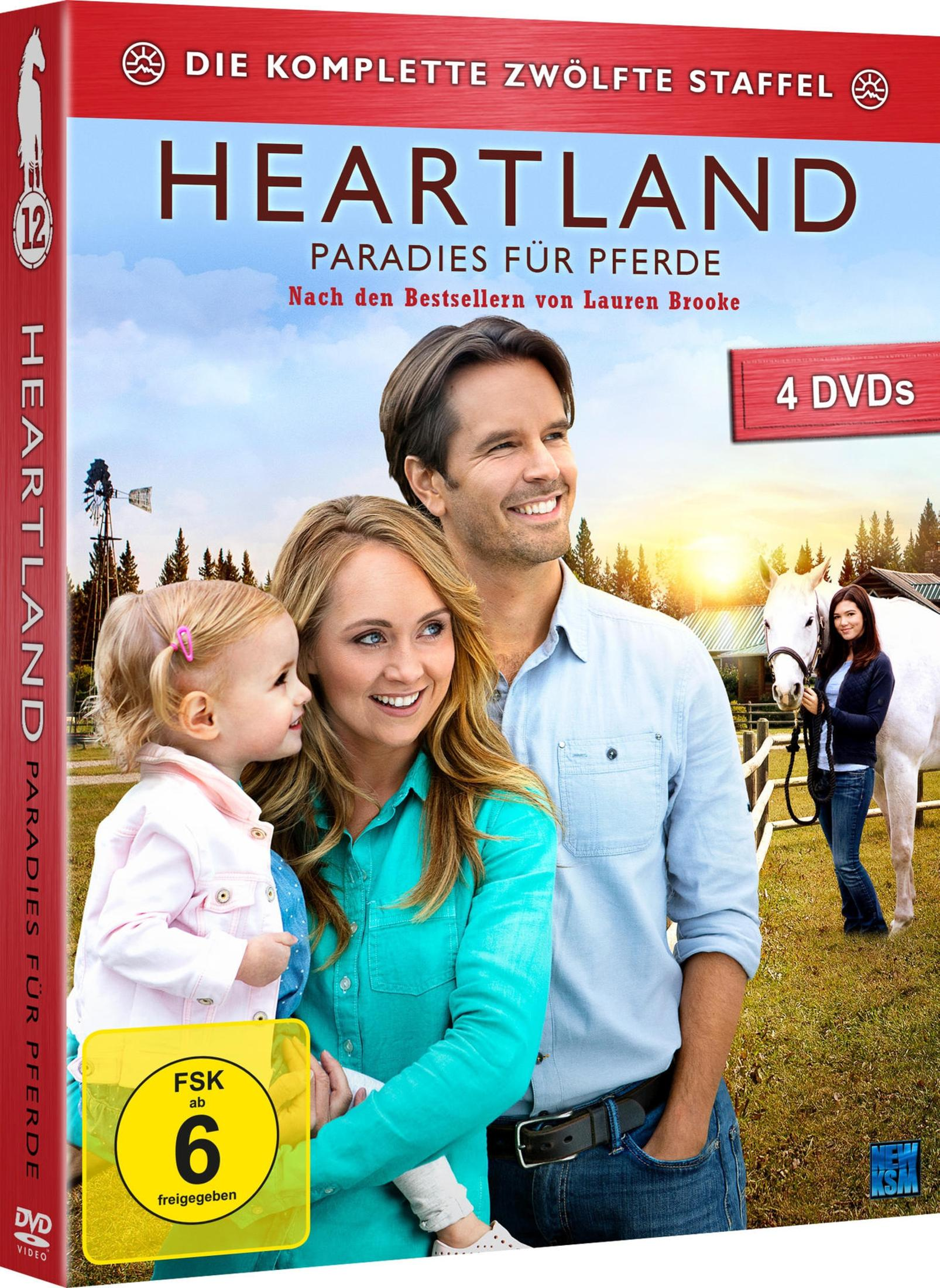 Copertina DVD: Famiglia davanti a paesaggio con cavallo e mulino a vento. "Heartland" S12.