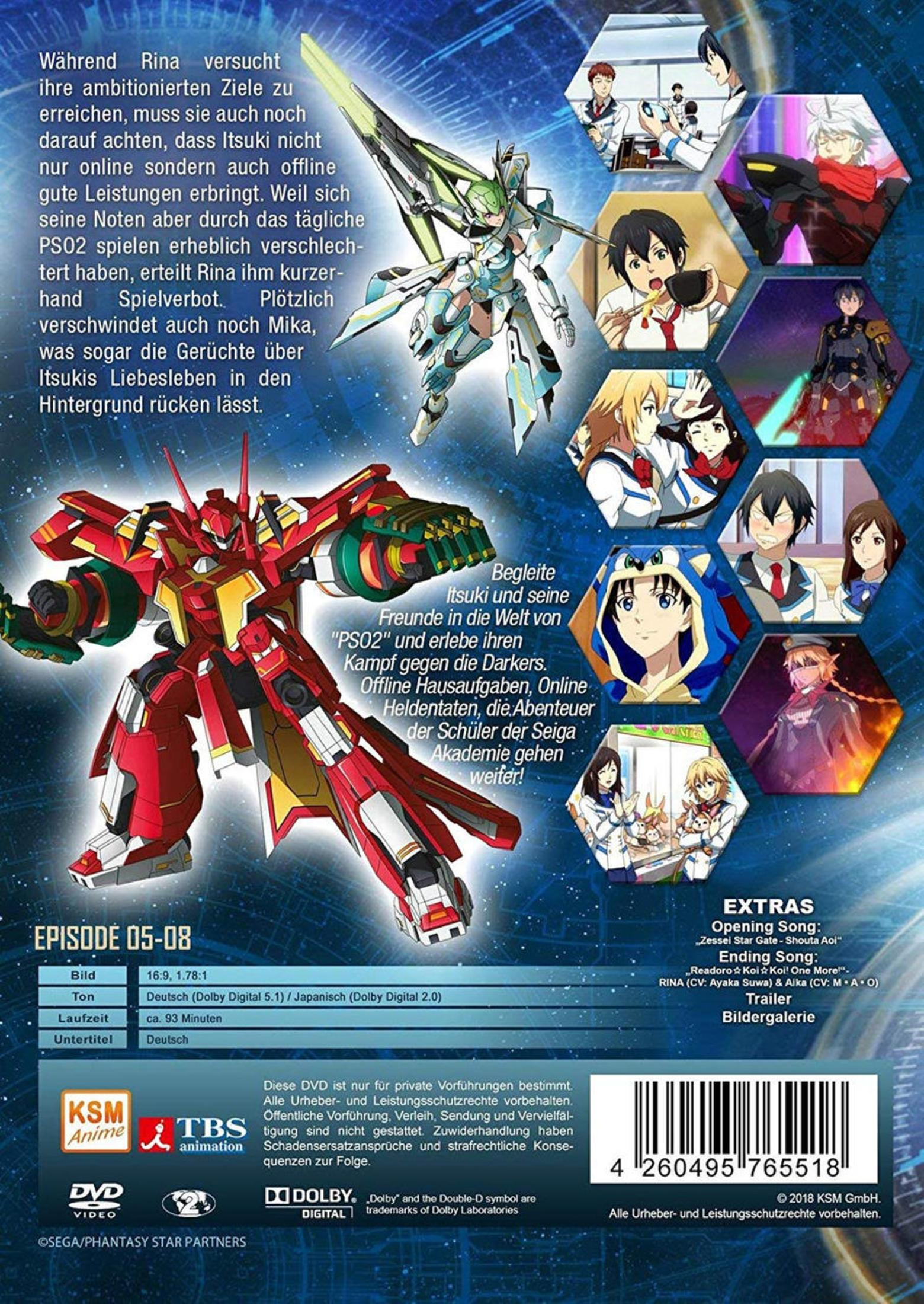 Copertina DVD anime con mecha, personaggi e dettagli testo.