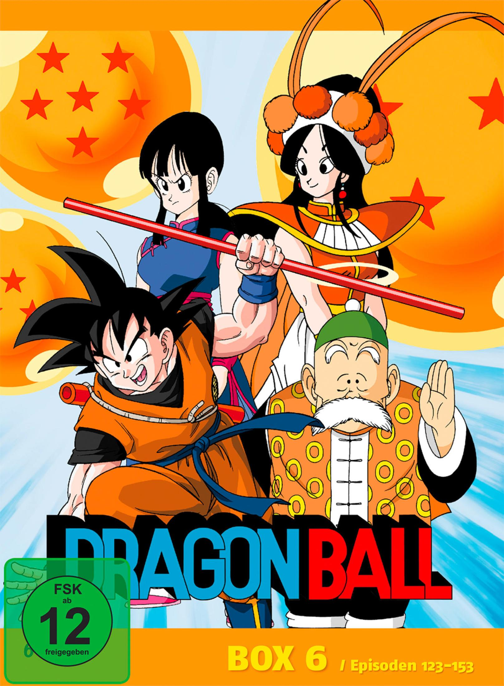 Copertina di Dragon Ball Box 6 con Goku, Chi-Chi e Maestro Muten.