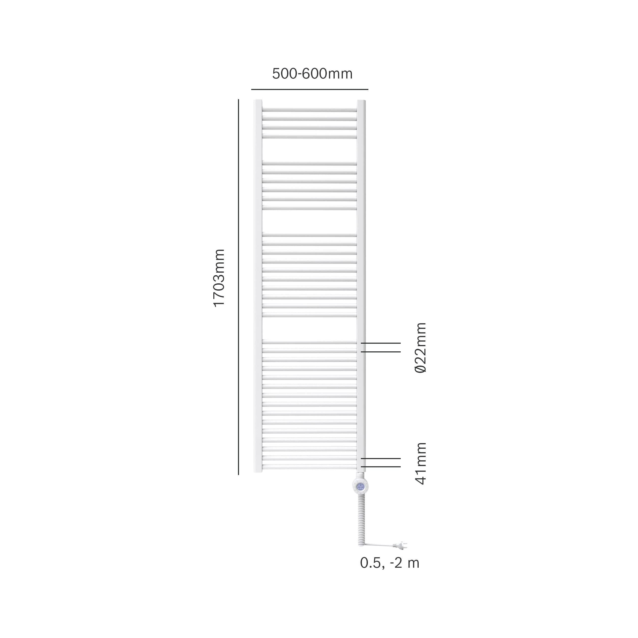 Wei7er Handtuchhalter mit 22mm Rohrdurchmesser, 1703mm H70. L70. 500-600mm B.
