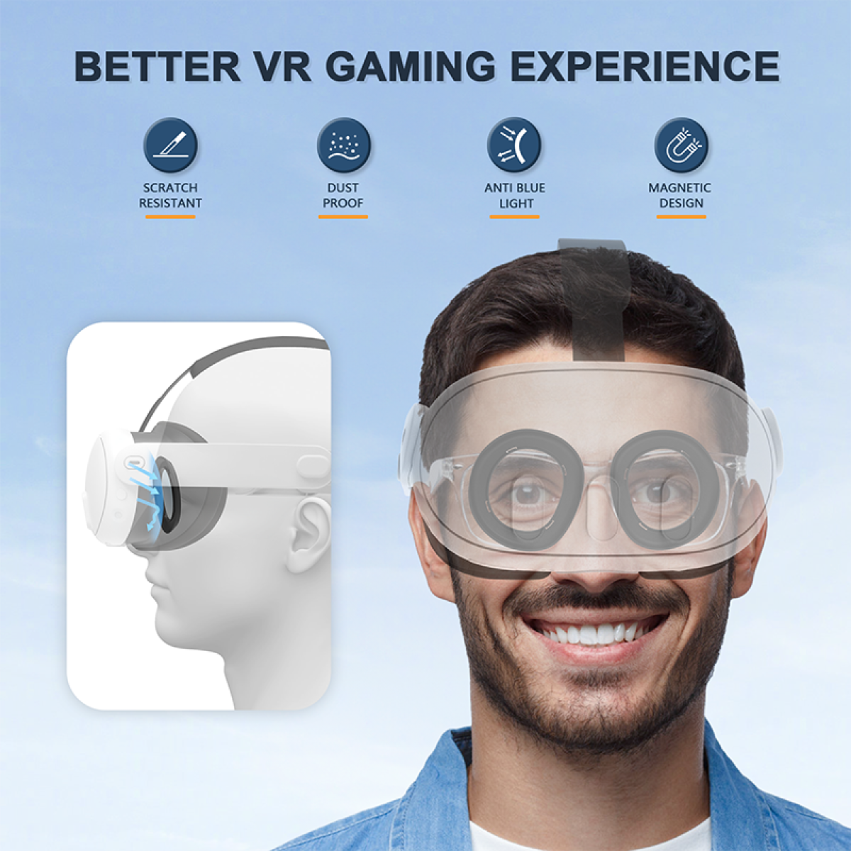 Funkcje gogli VR: odporne na zarysowania, pyłoszczelne, antyniebieskie, magnetyczne.