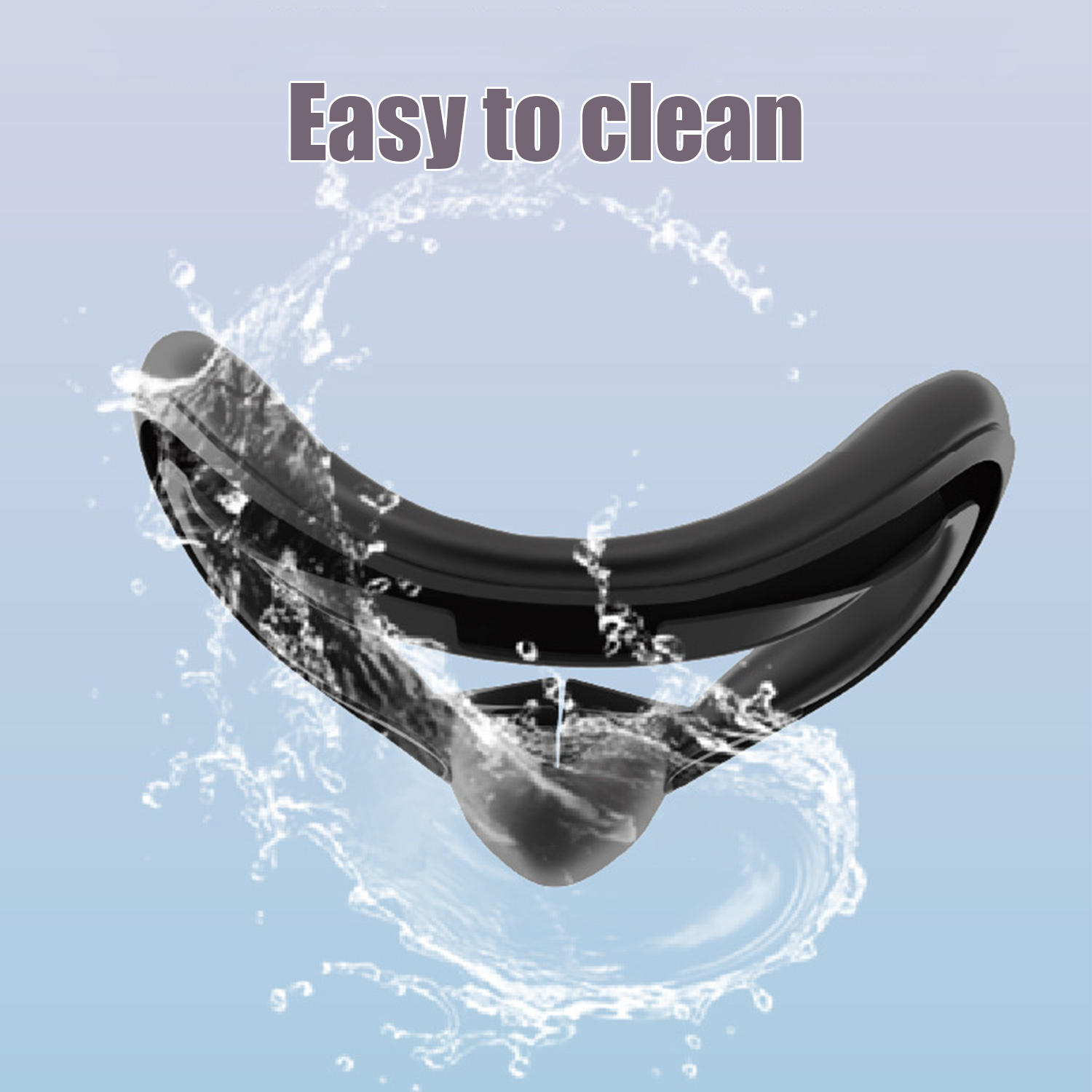 Czarna część nosowa oblana wodą, pokazująca łatwość czyszczenia.