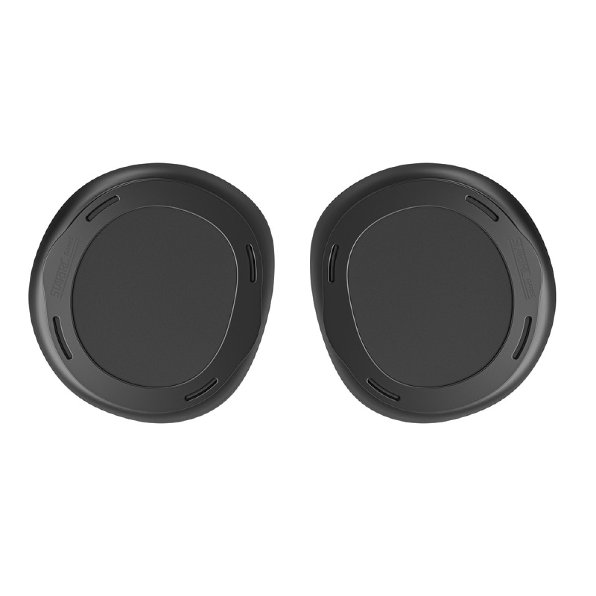 Dwa czarne okrągłe triggery do gier z tekstem