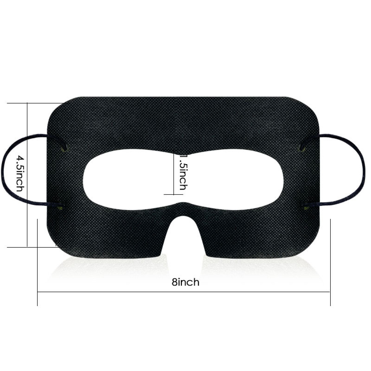 Czarna jednorazowa maska na oczy z gumkami, 8x4,5 cala, otwór 1,5 cala.