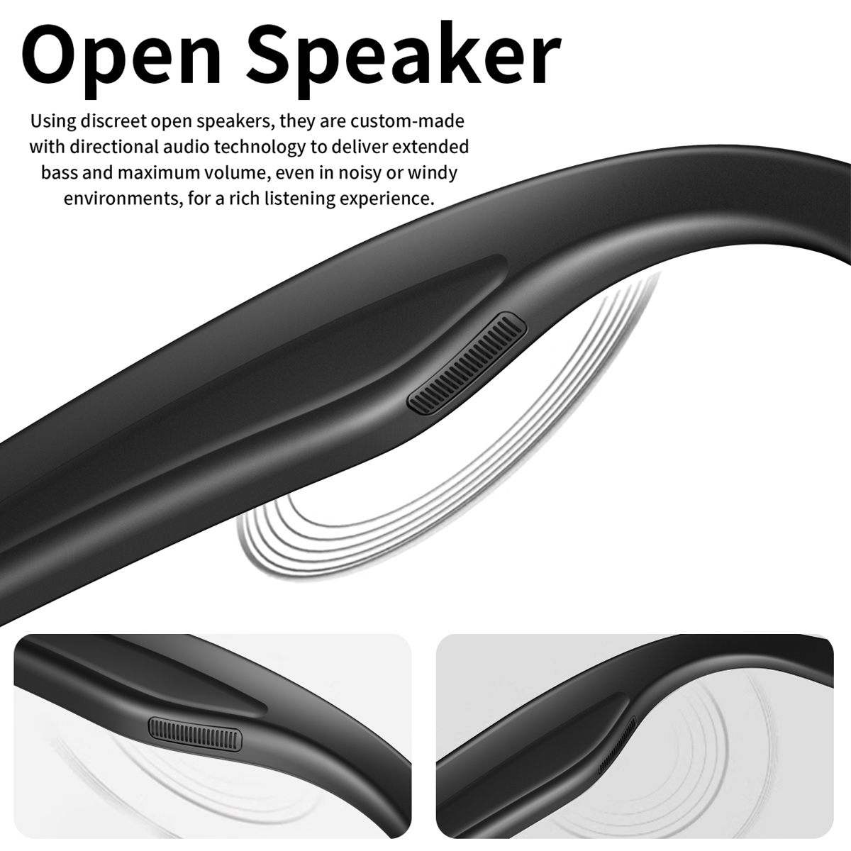 Zbliżenie czarnego głośnika otwartego z tekstem i ujęciami detali.