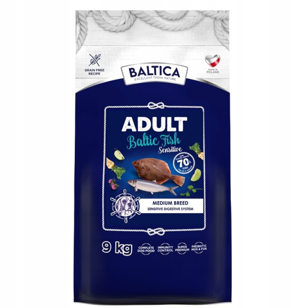 Torba 9 kg karmy dla psa z rybą, bez zbóż, bałtycka, polska.