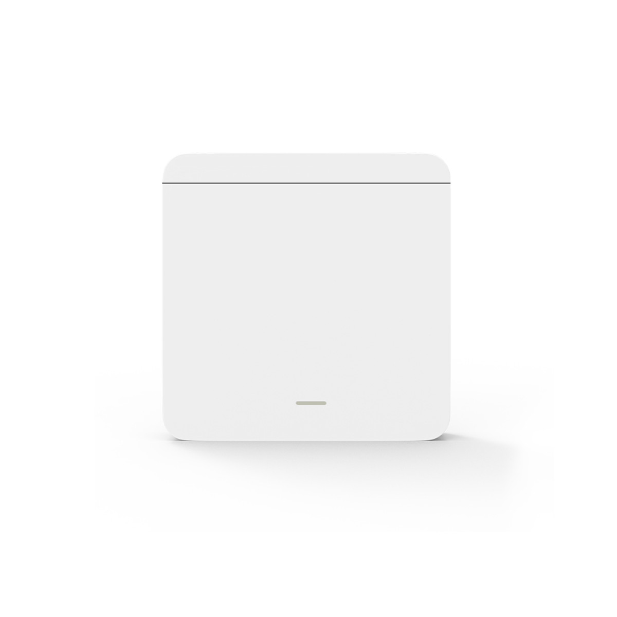 Biały przełącznik z cienką szarą linią na dole.