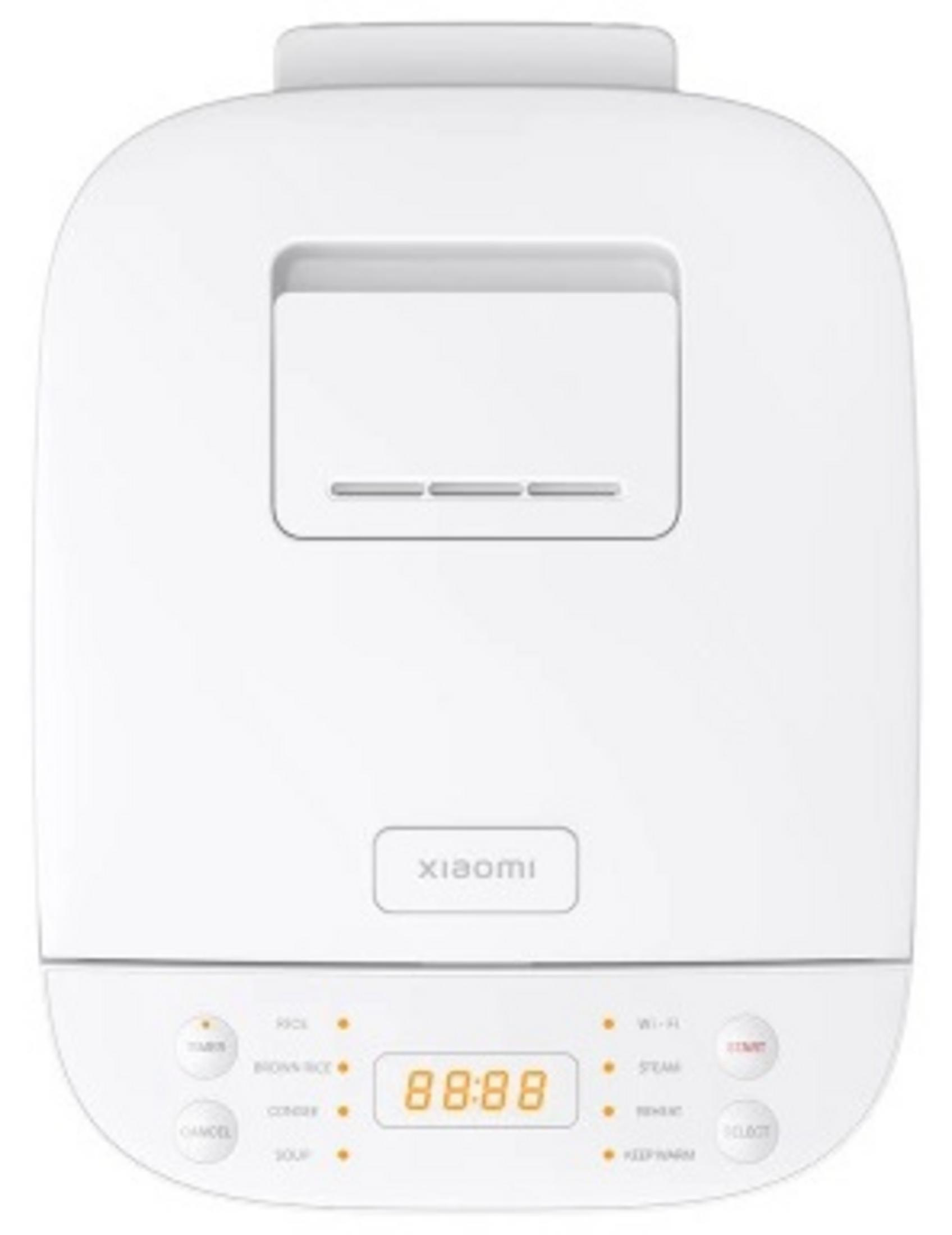 Biała রান্না żątkowa Xiaomi z cyfrowym wyświetlaczem 88:88 i przyciskami sterowania.
