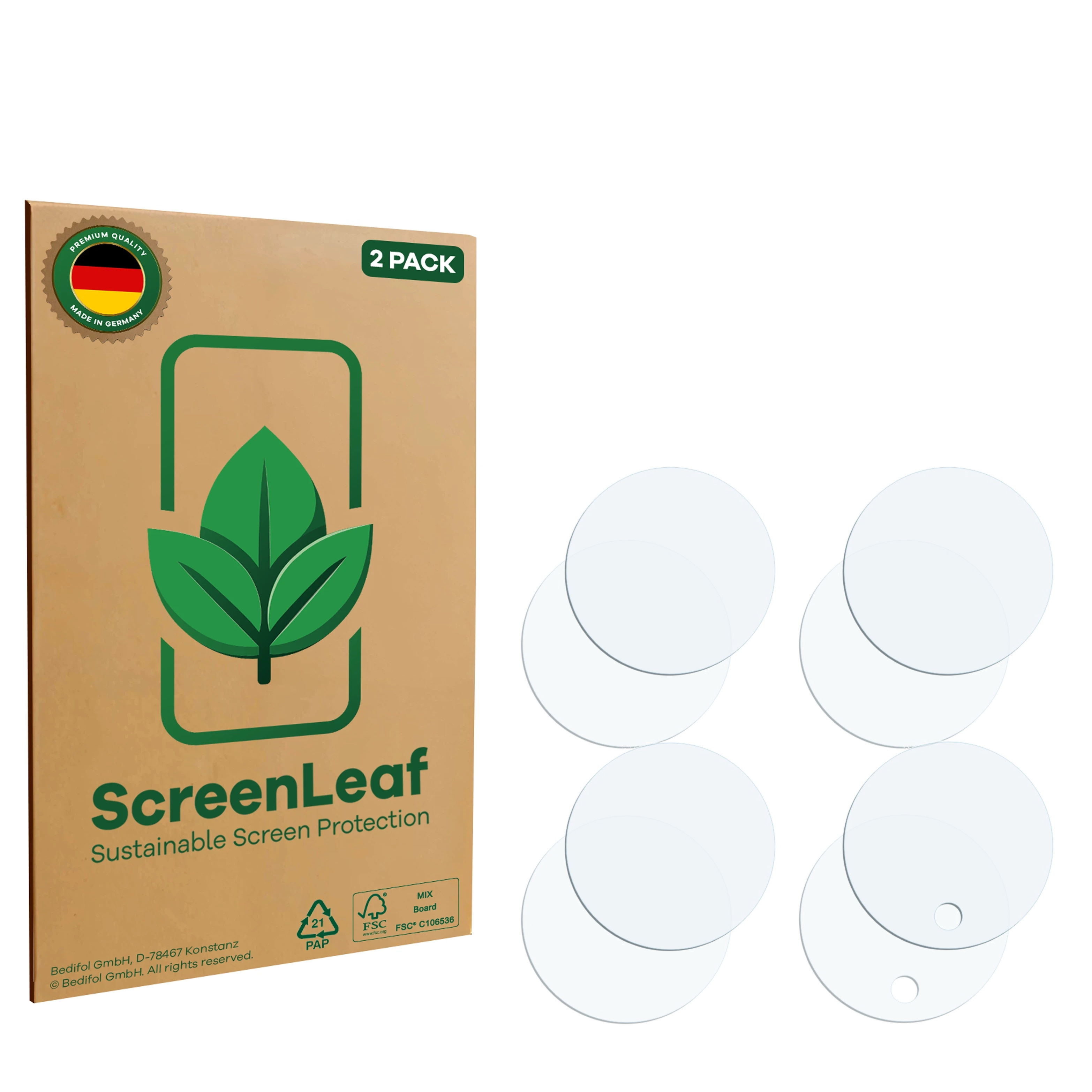2er-Pack ScreenLeaf nachhaltige Displayschutzfolien aus Deutschland.
