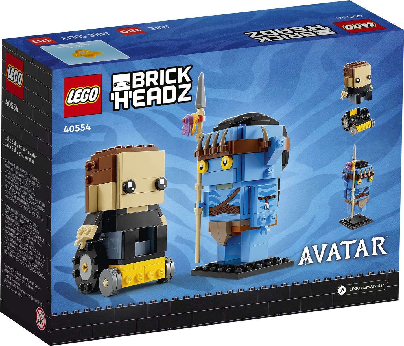 LEGO BrickHeadz Avatar Jake Sully und sein Avatar Set. Jake Sully mit Ausrüstung, Avatar mit Speer.