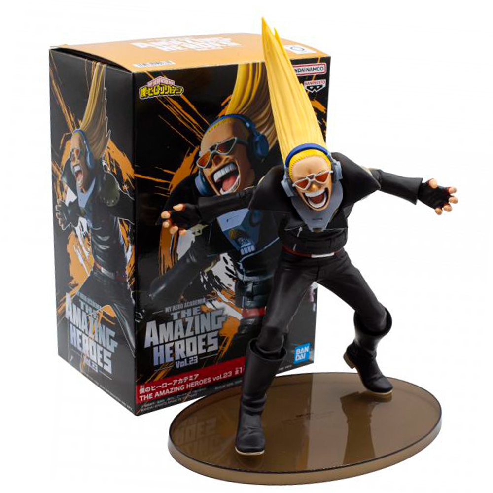 Figura de Present Mic de My Hero Academia, con caja. Fondo blanco.