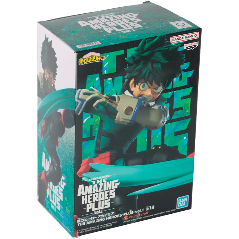 Arte de caja para la figura "My Hero Academia The Amazing Heroes Plus" Vol.1, con Deku.