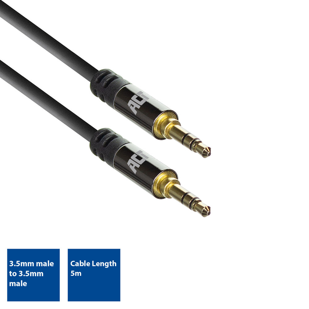 Zwei 3,5-mm-Klinkenkabel mit vergoldeten Steckern und schwarzen Gehäusen.