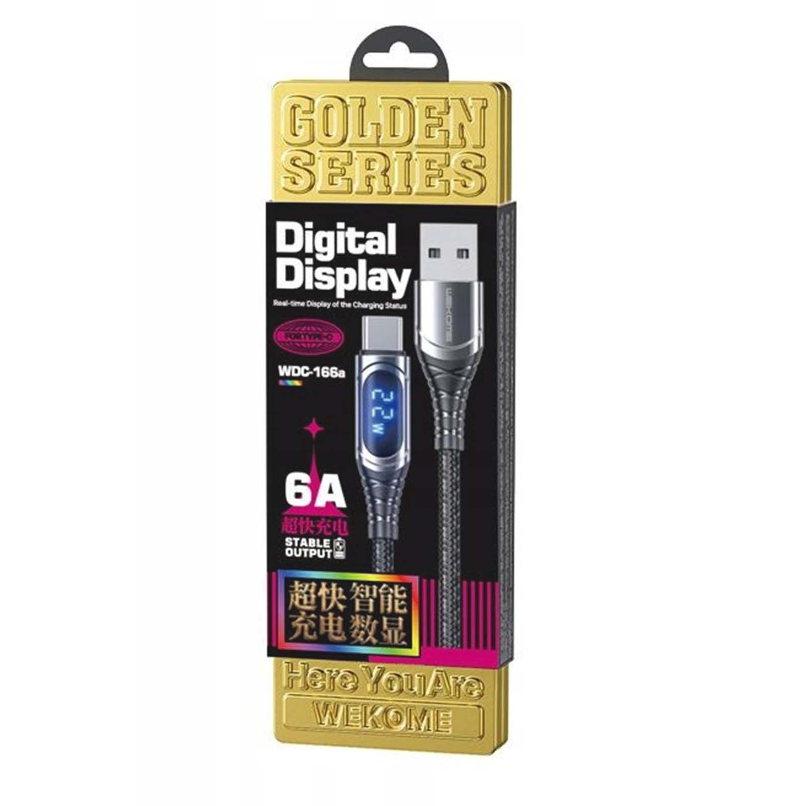 Emballage Série Dorée pour câble de charge à affichage numérique, 6A.