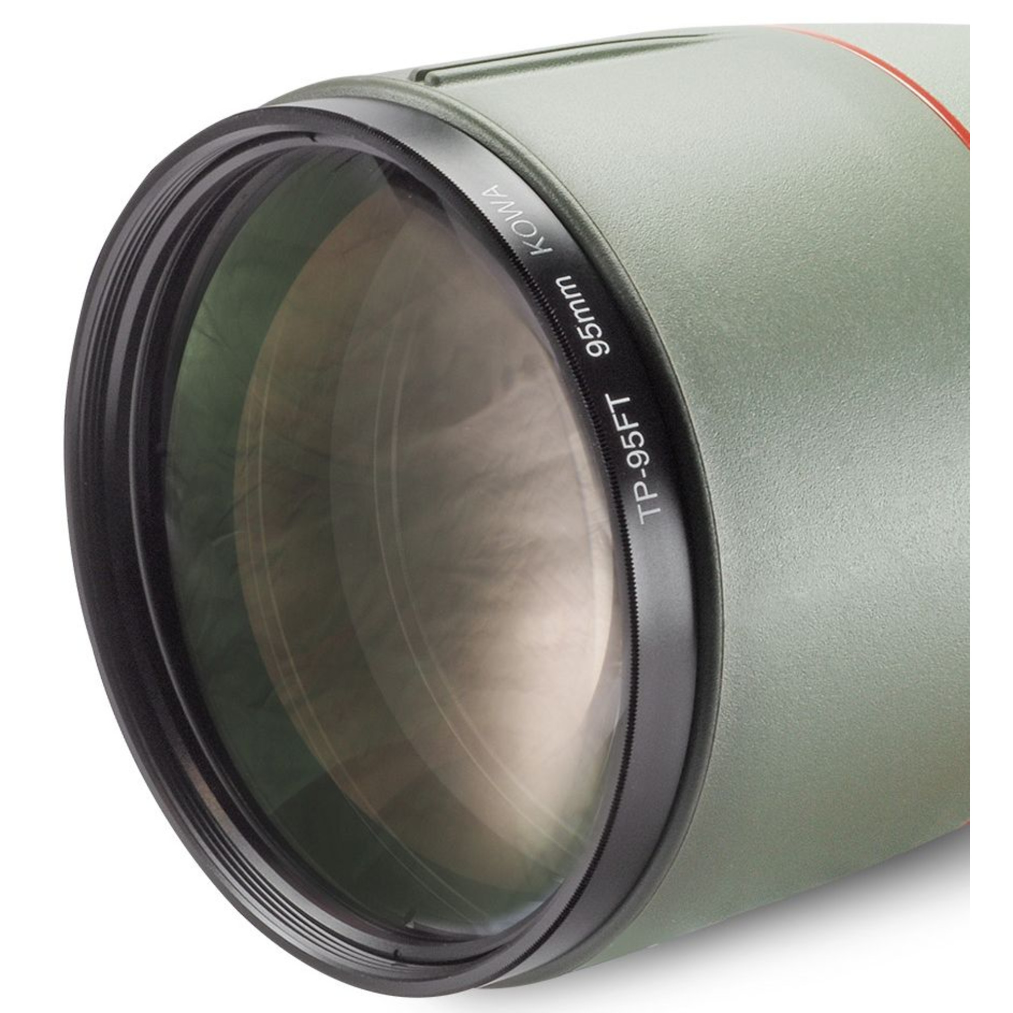 Nahaufnahme eines grünen Kowa Spektivs mit 95mm Linse.