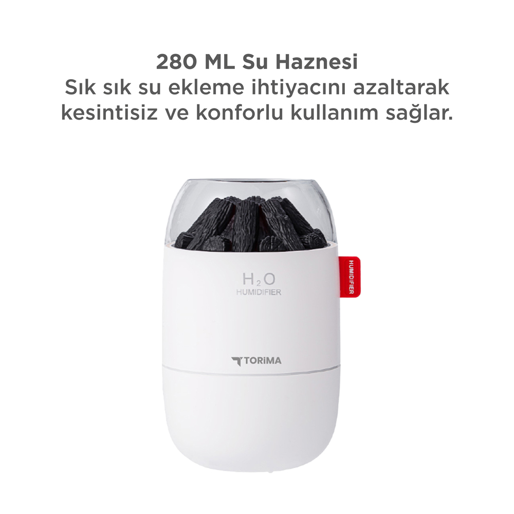 Şeffaf kapaklı, kömür filtresi olan beyaz nemlendirici.