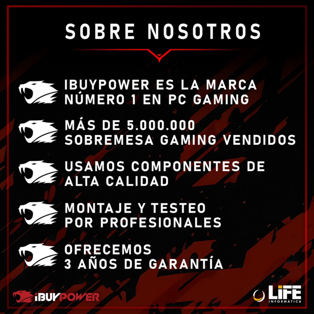 iBUYPOWER: #1 en PC Gaming. Más de 5M PCs gaming vendidos. Componentes alta calidad. Montaje y prueba profesional. 3 años garantía.