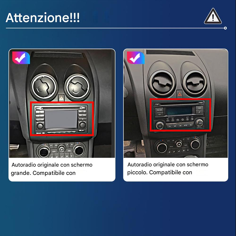 Due autoradio sul cruscotto di un'auto, una con schermo grande, una con schermo piccolo.