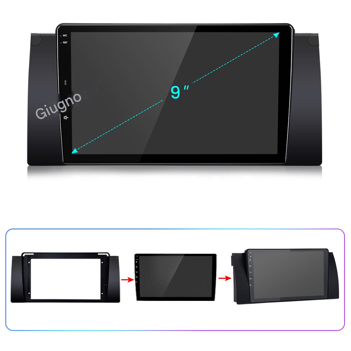 Un display stereo per auto da 9 pollici con i passaggi di installazione sotto.