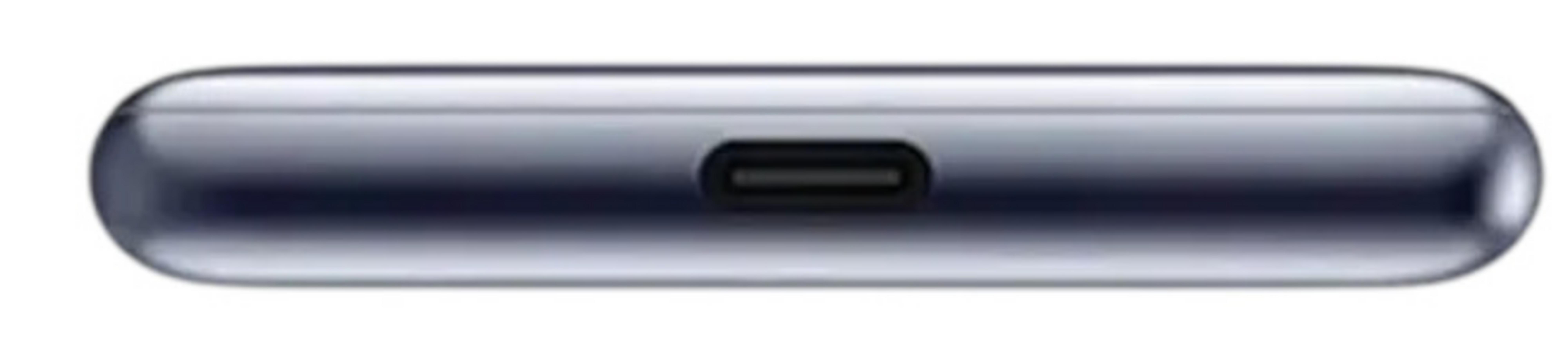 Zbliżenie portu USB-C na szarym urządzeniu.