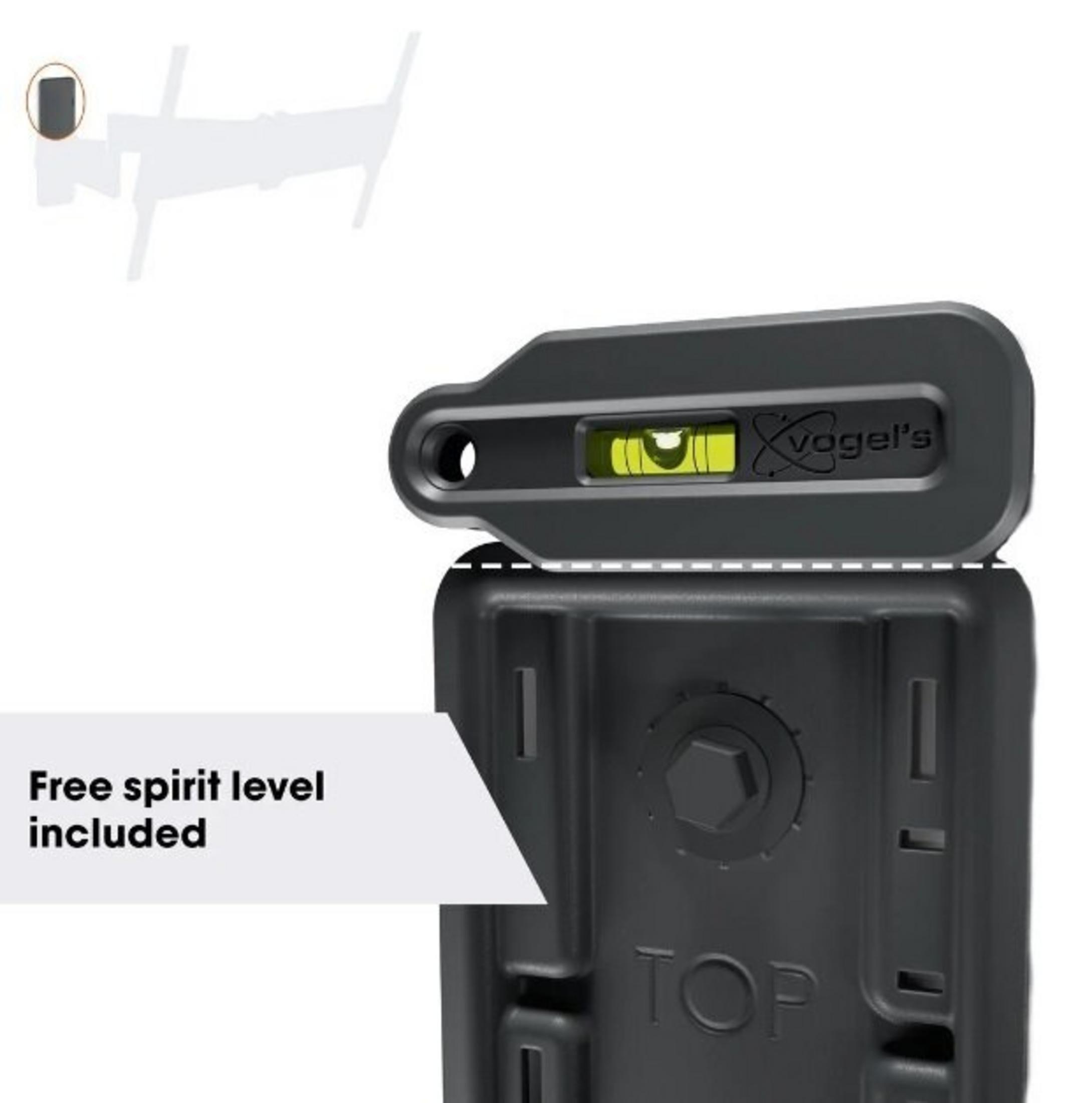 Zbliżenie czarnej poziomicy Vogel's na uchwycie.